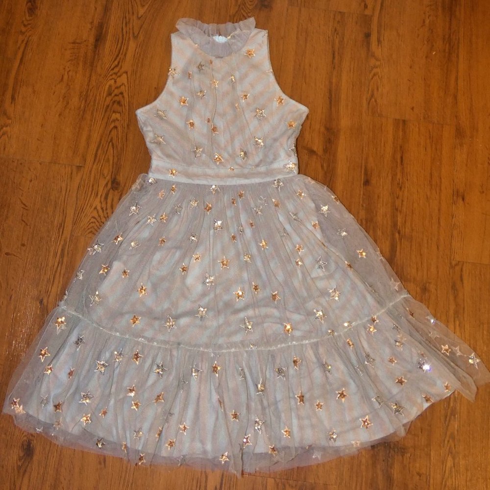 Hannah Banana Girls Sequin Star Mesh Halter Dress Size 8